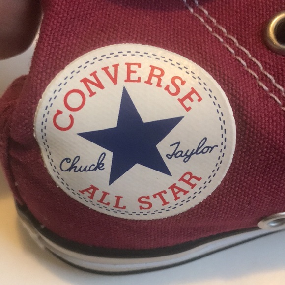 Converse Chuck Taylor all star high top lace up shoes Burgundy good condition - Picture 6 of 7